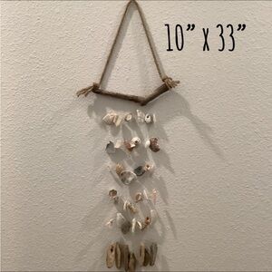 Driftwood Art , Seashell Wind Chime, Seashell Mobile, Coastal Decor